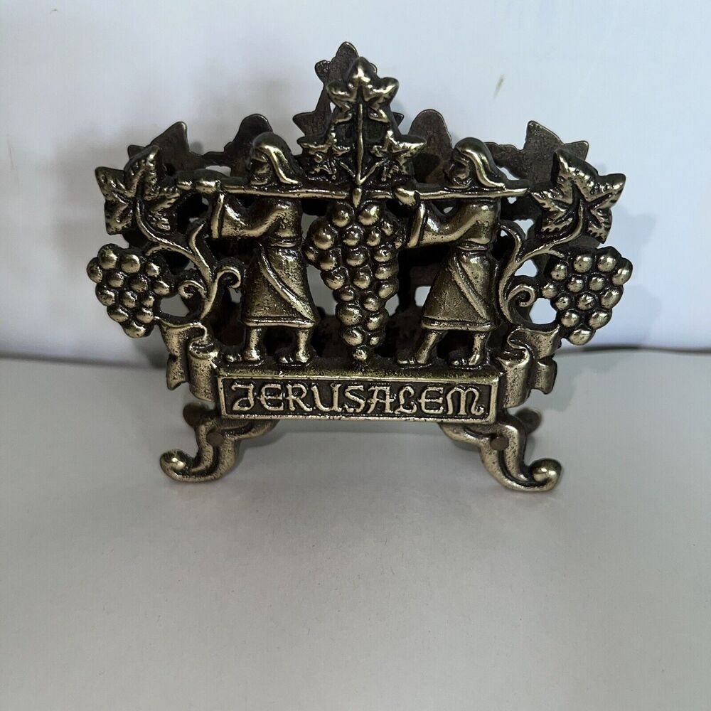 VTG Solid Brass Jerusalem Napkin Holder | Ornate Napkin Holder Religious